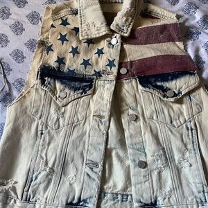 American Flag Denim Vest